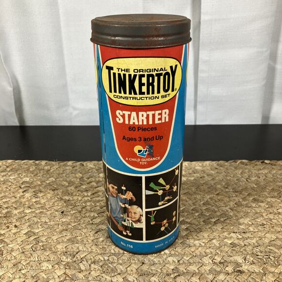 Vintage 1979 Original Tinkertoy Construction Set,‎ Starter, 60 pieces, No. 116 - Picture 3 of 6
